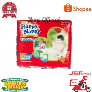 Happy Nappy Baby Tape Diaper M20 / HAPPY Nappy M-20 Tipe Perekat