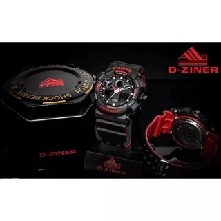 JAM TANGAN PRIA D-ZINER 8185 TALI 2 WARNA FREE BOX KALENG