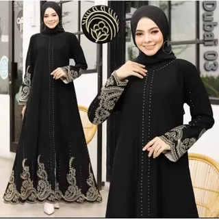 New Abaya Gamis Maxi Dress Arab Saudi Bordir dubai 03 Turki Umroh Dubai Turkey India Wanita Hitam