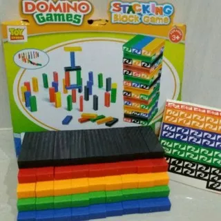 Domino mainan Anak Set Domino  Stacking block games (2 in 1)