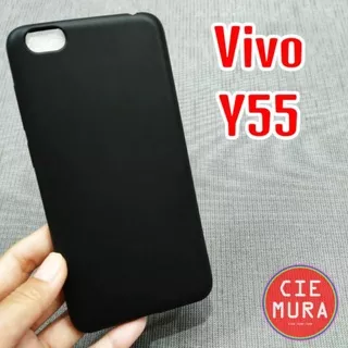 CIE Case Hitam Vivo Y55 / Y55s Black Matte Softcase Polos Lentur Slim Silikon HP Ciemura