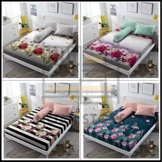 GEGEKU - (COD) Sprei No.1 180 No.2 160 queen king BUNGA mawar melati lili tulip rose jasmine dahlia merah kuning hijau biru pink ungu king homemade disperse karakter motif