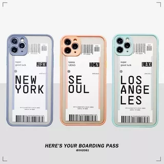 Apple iPhone 6 6s 7 8 Plus 6+ 6s+ 7+ 8+ X XS XR 11 11Pro 12 Mini 12Mini Pro Max XSMax SE 2020 insta Style Casetify Tide Brand Air Tickets Boarding Pass Lens Protection Hard Acrylic Plastic PC Flexible Soft Silicone Edge Case Cover Anti-Drop Casing