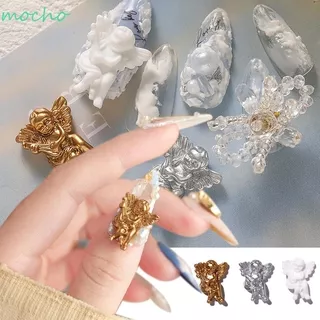 MOCHO 30PCS 3D Fingernail Decoration Retro DIY Nail Art Angel Baby Nail Art Accessories Manicure Tool 4 Color Fashion Jewelry Flat Resin Cartoon Baroque Relief Style Nail Ornament/Multicolor