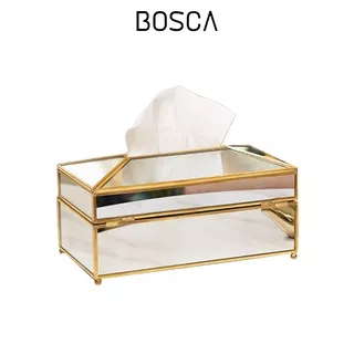 Bosca Living - Tempat Tissue / Box Tissue Cermin Mirror Stainless Gold / Kotak Tissue Mewah Home Decoration Bosca Living