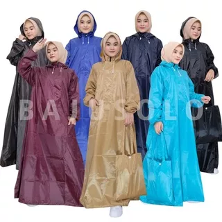 Jas Hujan Wanita Muslimah Raincoat Model Gamis Besar Praktis & Elegan Muat Jumbo/Bigsize
