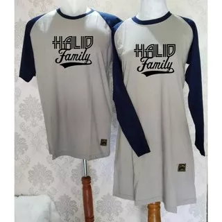 Kaos Couple Pasangan Raglan Pria Lengan Panjang Cewek Tunik Bahan Combed 24S Custom Sablon