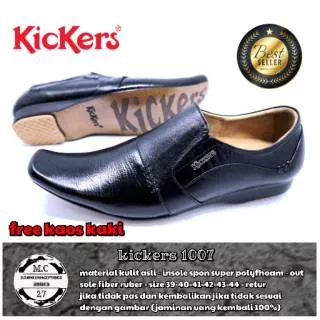 Sepatu Pantofel Pria Kickers Warna hitam Kulit asli Sol fiber Ready Ukuran 39-40-41-42-43-44