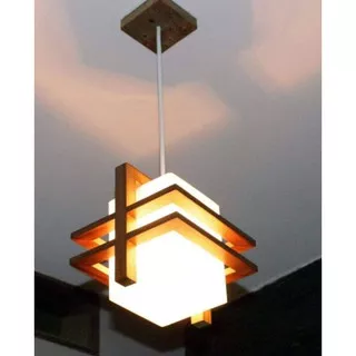 Kap Lampu Minimalis Kayu Jati Lampu Hias 25cmx25cmxT30cm