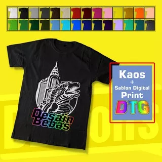 Custom Kaos Hitam & Warna A3 Print / Sablon Digital DTG (Direct To Garmen)