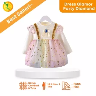 Dress party Baby / dress glamor party diamond ukuran 6bln-1thn / Dress anak cewek / Gaun pesta baby