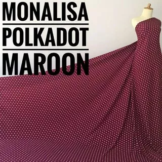 kain wolfis monalisa motif polkadot maroon/kain woopeach/kain meteran/kain monalisa(harga per½meter)