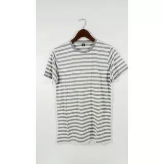 KAOS SALUR BELANG PUTIH ABU / KAOS PUTIH / STRIPTEE ABU SALUR PUTIH