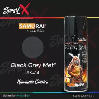 SAMURAI PAINT KAWASAKI BLACK GREY MET K414 / ABU TUA METALIK #K414 400ML - CAT AEROSOL KLT KOMPRESOR