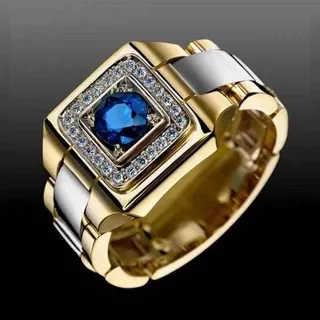 Cincin Emas 18k Hias Batu Permata Sapphire Berlian Untuk Pria