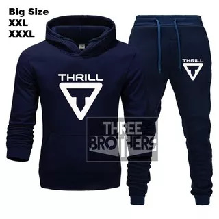 Setelan Sepeda THRILL Size M L XL Big Size 2XL 3XL - Setelan Training Sweater Celana Jumbo XXL XXXL