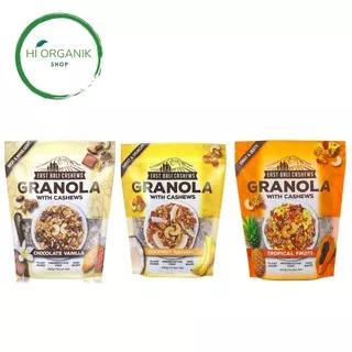 East Bali Cashews Granola Chocolate Vanilla ; Tropical Fruits ; Coconut Banana 400 gram