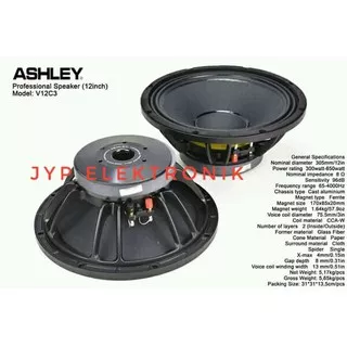 KOMPONEN SPEAKER ASHLEY V12c3 / v 12 c3 ( 12 inc ) original