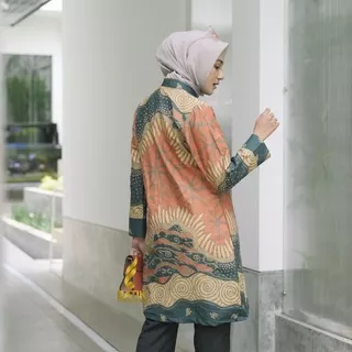 Tunik Batik Solo Full Furing seragam PNS busui batik wanita lengan panjang premium printing sarimbit mewah.