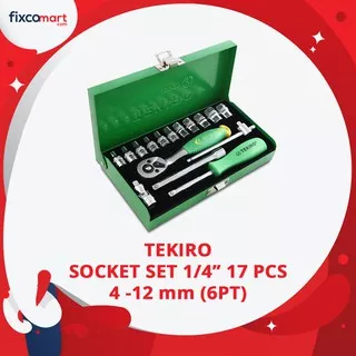  Tekiro Socket Set 1/4 Inch 17 Pcs 6Pt (4-12 Mm) Box Kaleng / Tekiro Kunci Sock Set