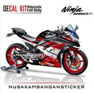 Decal Stiker Motor Kawasaki Ninja 250 fi Full Body Mandalika Pertamina Hitam Maxdecal Racing Team Sticker Variasi Custom