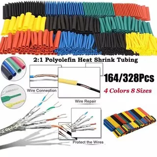 set 328pcs Isolasi Bakar kabel Polyolefin 2:1 Dengan Beberapa Warna