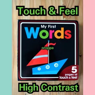 My First Words Board Book Touch and Feel Textures High Contrast Black & White Buku Bayi Kontras