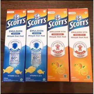 Scotts Emulsion Vita Orange Suplemen Kesehatan Otak Dan Pertumbuhan Anak - 200 Ml | Cod Oil Liver Original