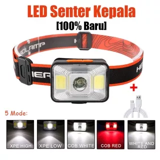 Senter Kepala LED 5 Mode Pencahayaan Eksplorasi Luar Ruangan Tahan Air Super Terang Lampu Kerja