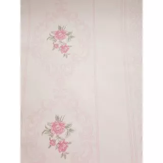 wallpaper Sticker Dinding murah motif garis bunga pink