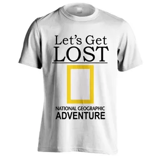 Kaos Atasan Distro WF0179 - Natgeo - Lets Get Lost - WF02 - Putih XS - 6XL