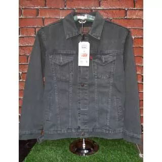 Jaket jeans abu polos