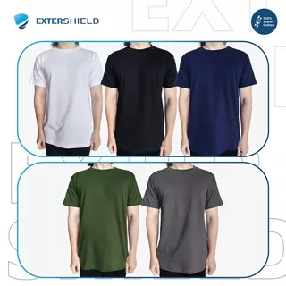 Kaos Pria Premium Extershield Solid Feel Men Crew Neck T-shirt Polos 100% Super Cotton/Lembut/Tebal/Dingin