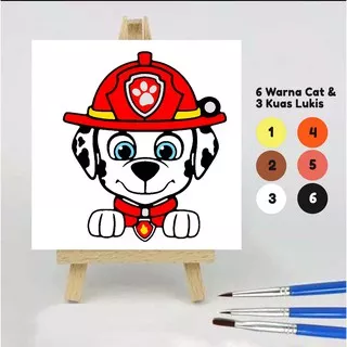 Paint by number PAW PATROL 4 20x20 Wooden Painting kit/Set Melukis anak/Paket Mewarnai/DIY/Kerajinan