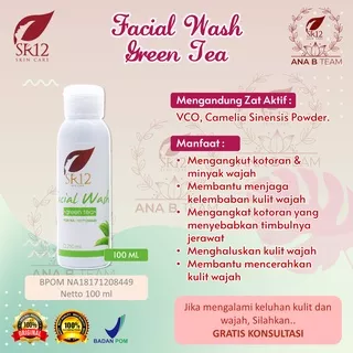 Pembersih Wajah Kulit Berminyak Berjerawat Facial Wash Green Tea 100ml SR12 - Harga Distributor