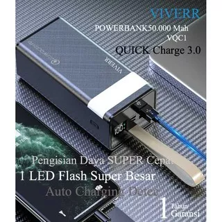 Powerbank VIVERR Real kapasitas 50.000 Mah Quick Charger 22.5W QC3.0+ PD Fast Charging Original.