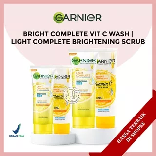 Garnier Bright Complete Vitamin C Face Wash Brightening Cleanser Foam | Light Complete Brightening Scrub  - 50mL & 100mL | Wajah Cepat Cerah