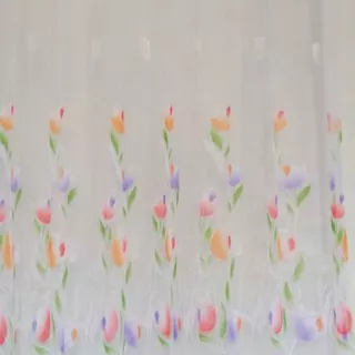 Vitrase Daleman Gordeng motif Tulip Ungu