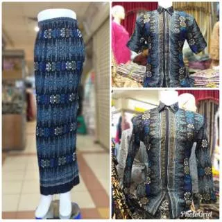 COUPLE BATIK / ROK PLISKET / ROK DUYUNG / ROK LILIT MOTIF SONGKET TORAJA NAVY