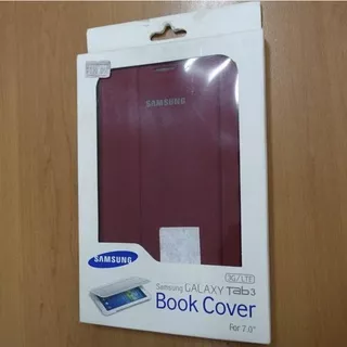 Book Cover Sarung Casing Samsung Tab 3 Sm-T211 Sm-T215 Gt-P3200 Resmi - Merah Marun