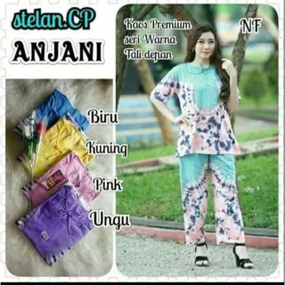 set CP kaos batik/babydoll panjang pelangi set top bali tiedye murah batik