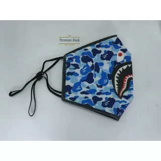 Masker Bape / Masker Kain / Masker Printing 3 lapis / Masker Motif pink biru Karakter - Bape earloop