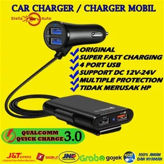 Charger Mobil 4 Port USB / Car Charger Mobil Fast Charging 3.1a Qualcomm Quick Charger 4 Port USB