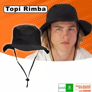 TERMURAH Topi rimba hitam polos