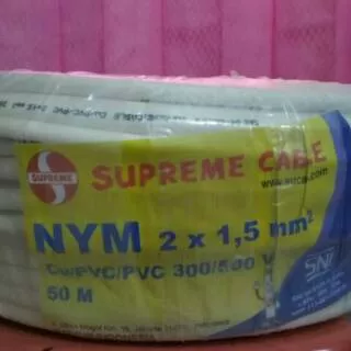 kabel listrik NYM 2X1,5 2X1.5 SUPREME kabel kawat tembaga 1 roll 50 METER