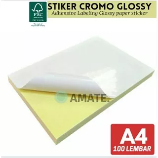 Kertas Sticker Cromo Glossy A4 isi 100 Lembar / Kertas Stiker Labeling Kilap