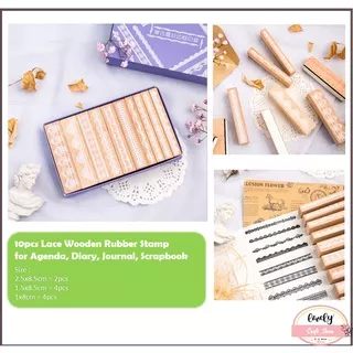 DIY Wooden Lace Rubber Stamp Stempel Kayu Journal, Scrapbook, Diary #01