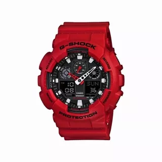 Jam Tangan Casio G Shock GA-100B-4A Full Red GSHOCK GA100 Merah Ori BM