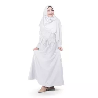 Dress - Gamis -  Atasan Muslim Muslimore Baju Muslim Wanita Gamis Murah Putih Polos Balotelli Xnb-03