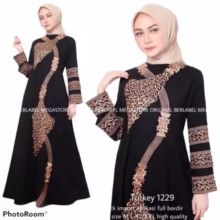 New Abaya Gamis Maxi Dress Arab Saudi Bordir Zephy Turki 1229 Umroh Dubai Turkey India Wanita Hitam